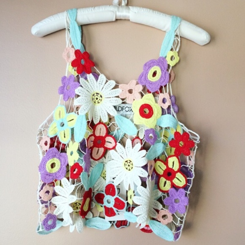 Wildfox floral crochet tank Nwt!! Xs